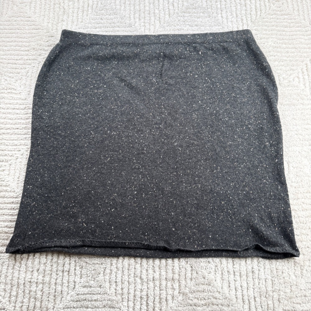 J Jill Knit Mini Skirt Women L Gray Marled Speckled Stretch Academia Preppy Cozy